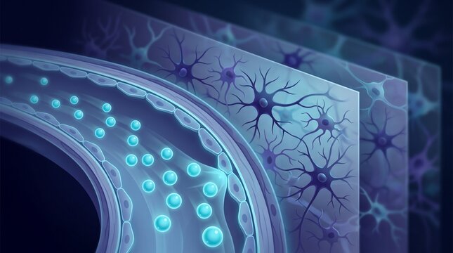Therapeutic nanoparticles approach the blood-brain barrier vessel