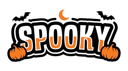 Vibrant colorful halloween typography features pumpkins bats and a crescent moon perfect for festive seasonal designs and spooky celebrations © NoorJahan