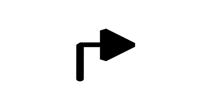 Arrow Direction Right Motion icon. Minimalist animated line icon showing bent right arrow symbol indicating direction forward, next page navigation, and workflow progress.