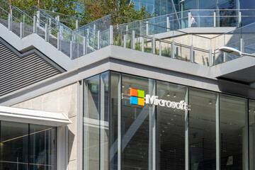 Fototapeta premium Toronto, Ontario, Canada - August 13, 2026: Microsoft Canada headquarters located at CIBC Square on Bay Street in downtown Toronto, Ontario, Canada. 