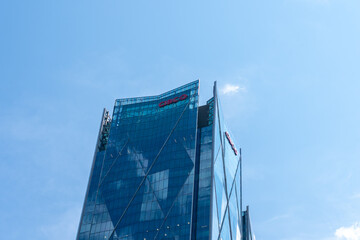 Fototapeta premium Toronto, ON, Canada - August 13, 2028: CIBC Headquarters in Toronto, Canada. CIBC (Canadian Imperial Bank of Commerce) is a Canadian multinational banking and financial services corporation
