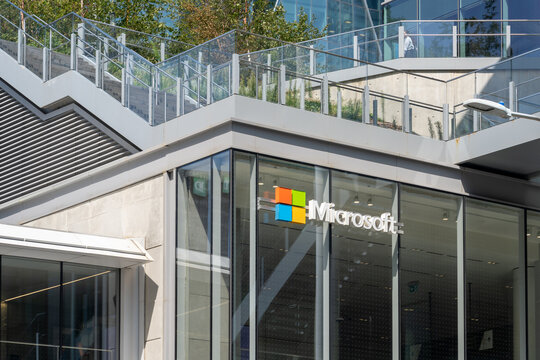 Toronto, Ontario, Canada - August 13, 2026: Microsoft Canada headquarters located at CIBC Square on Bay Street in downtown Toronto, Ontario, Canada. 