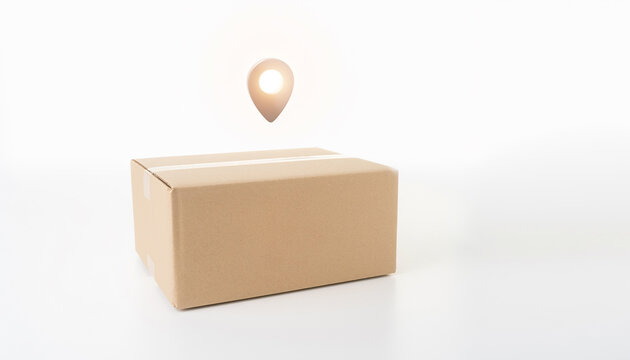 位置情報アイコンと配送箱で表現する宅配便の荷物追跡