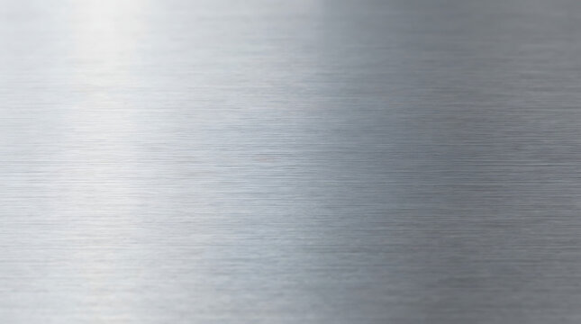 Shiny brushed metal surface with smooth texture and reflective light patterns for modern industrial design background