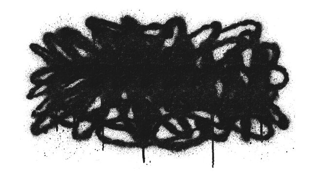 Messy scribble spray paint graffiti block clip art isolated on background. Aerosol grunge distress texture element with drips for urban posters and streetwear print design.