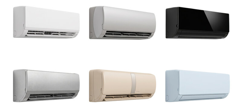 modern wall-mounted air conditioning units displayed together