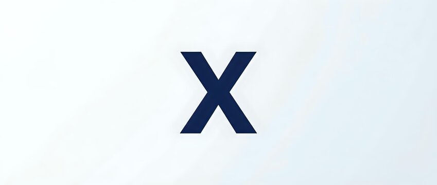 Dark navy X symbol centered on light gray background