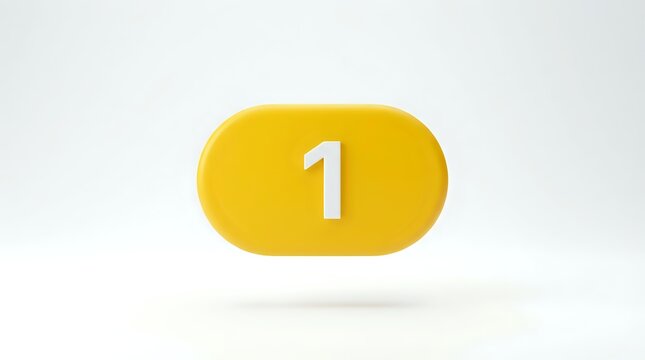 Bright yellow rounded badge with white number one on neutral