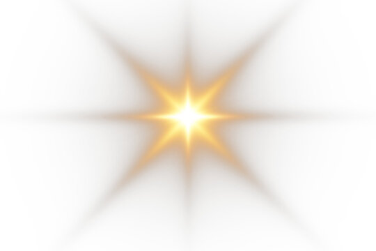 Soft golden glowing star flare with luminous rays