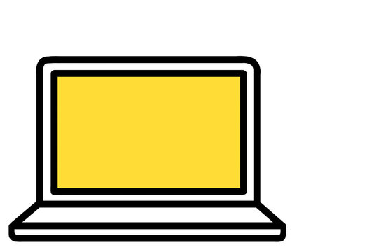 Laptop computer with yellow screen icon transparent background
