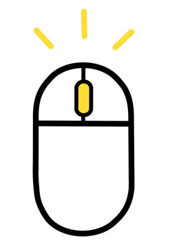 Computer mouse with yellow click effect icon transparent background