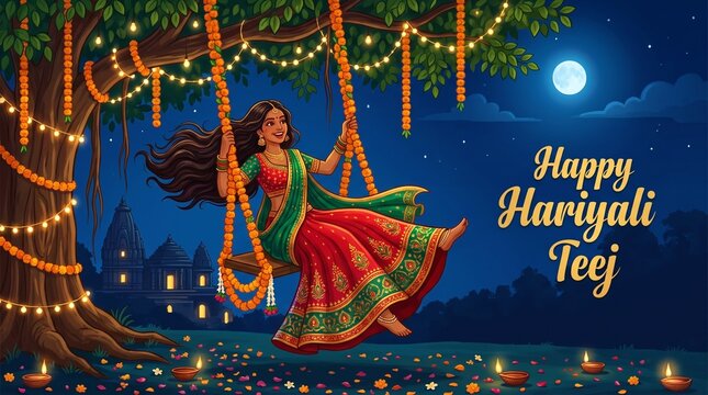 indian festival Happy Haryali Teej and Hartalika Teej. abstract vector illustration design