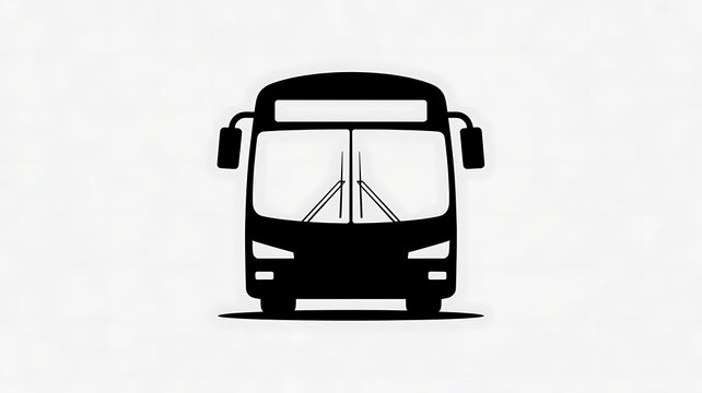 Black bus icon isolated on a simple flat design