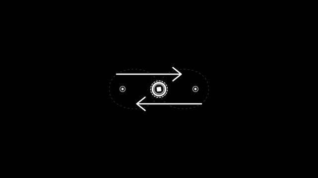 Minimalist digital motion graphic showing a circular icon navigating between two points on a line