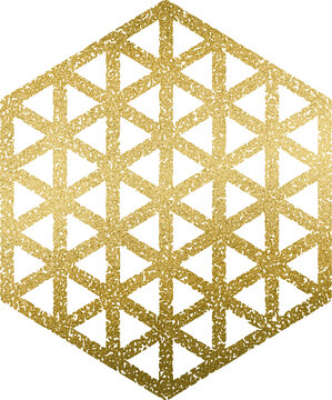 Large gold hexagonal stamp texture with a transparent background
