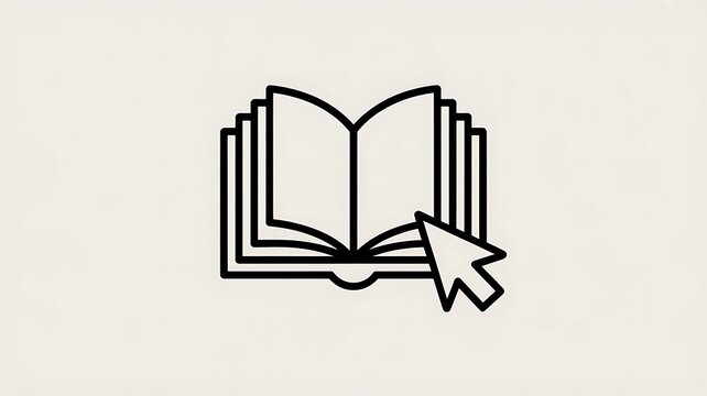 Open book icon with mouse cursor arrow