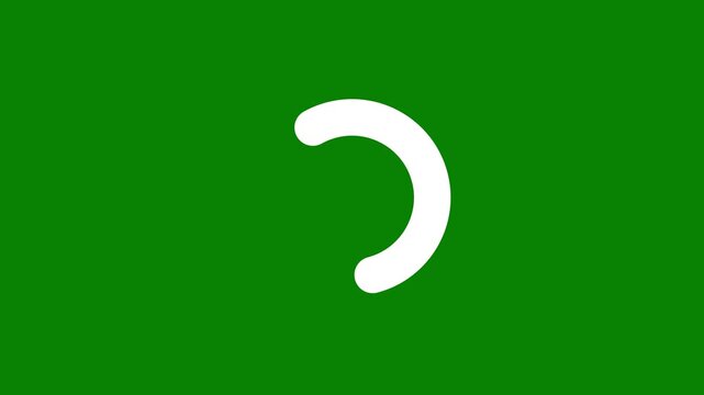 White loading spinner animation for download, buffering and waiting indicator on green background
