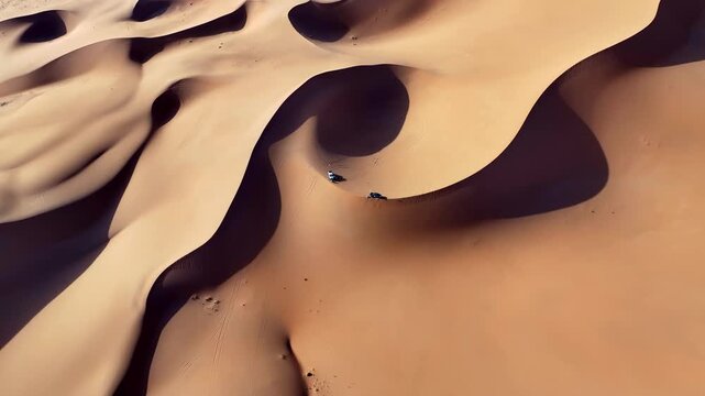 Golden Sand Dunes with Dramatic Shadows in Badain Jaran Desert, China