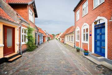 Fototapeta premium Colorful houses of Rudkøbing town on the Langeland island, Denmark