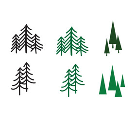 Obraz premium Forest pine trees vector stock illustration. christmas trees vector icon.