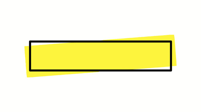 Bright yellow rectangular caption box with bold black outline and tilted perspective, essential asset for karaoke subtitles and video highlight callouts