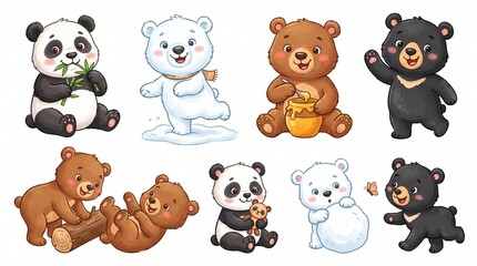 Obraz premium Cute animals music festival band concert vector illustration. Cute lion, elephant, bear, panda, monkey playing instrument stage performance.