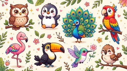 Naklejka premium Cute animals music festival band concert vector illustration. Cute lion, elephant, bear, panda, monkey playing instrument stage performance.