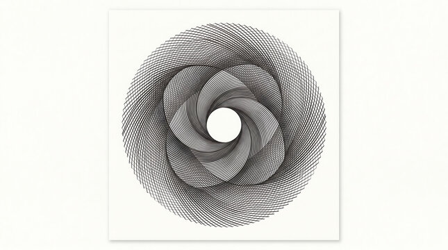 Abstract geometric pattern with circular lines and moire effect, vector illustration of a spiral shape isolated on white background
