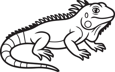 Obraz premium Iguana Lizard Line Art Vector Illustration
