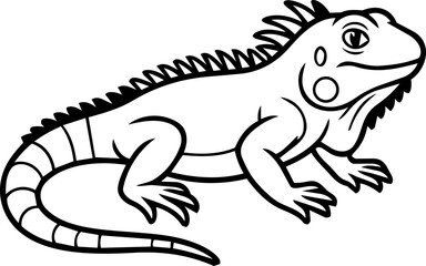 Obraz premium Iguana Lizard Line Art Vector Illustration
