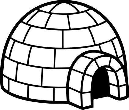Arctic Ice Igloo House Line Art Vector Illustration