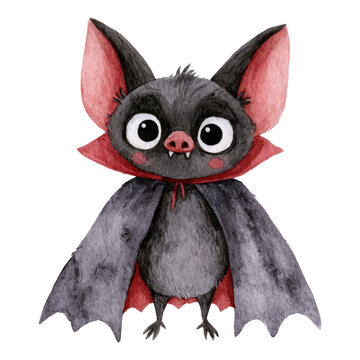 Cute Chibi Vampire Bat Character with Tiny Cape