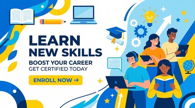 flat vector online course banner
