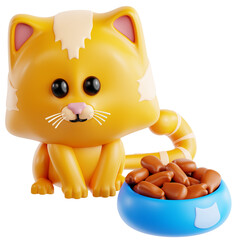 kitten sitting beside bowl with dry food pet care nutrition © Eklip