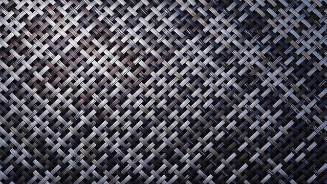 Abstract Luxury Carbon Fiber Weave Texture with Intricate Diagonal Geometric Pattern and Metallic Reflections for Modern Architectural Background