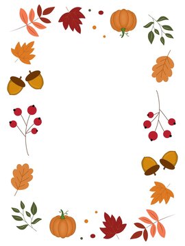 Autumn Foliage and Pumpkin Decorative Border Frame