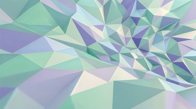 Abstract geometric low poly background with soft pastel blue and green triangular shapes