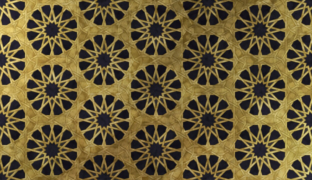 Islamic decorative pattern with golden artistic texture.