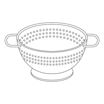Colander Outline Icon Illustration on White Background