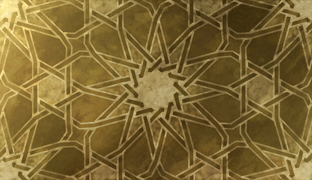 Islamic decorative pattern with golden artistic texture.