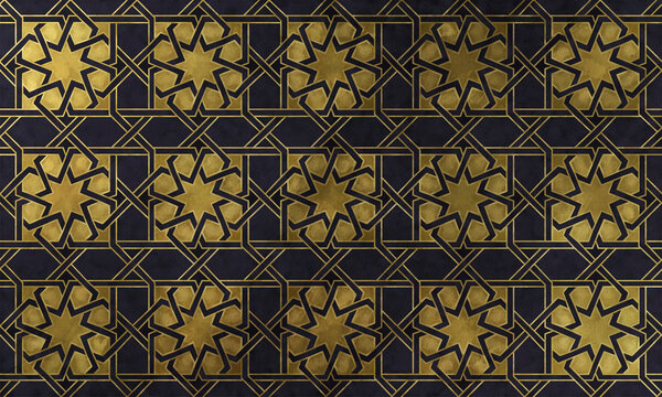 Islamic decorative pattern with golden artistic texture.