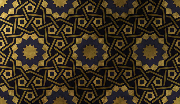 Islamic decorative pattern with golden artistic texture.