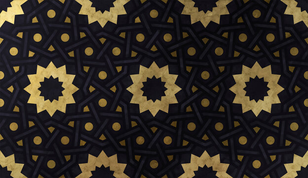Islamic decorative pattern with golden artistic texture.