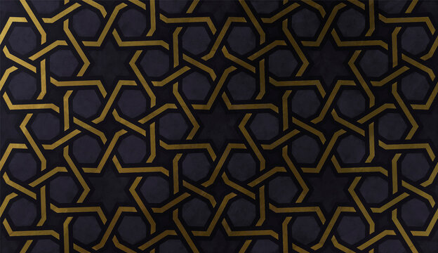 Islamic decorative pattern with golden artistic texture.
