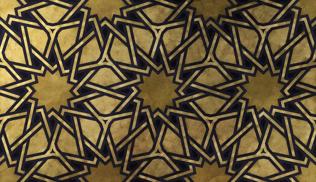 Islamic decorative pattern with golden artistic texture.
