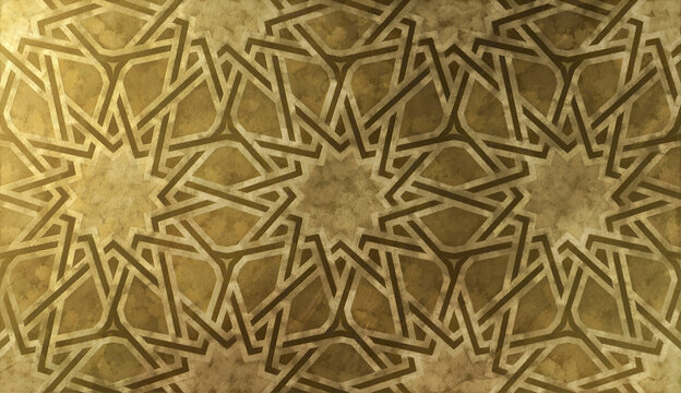 Islamic decorative pattern with golden artistic texture.