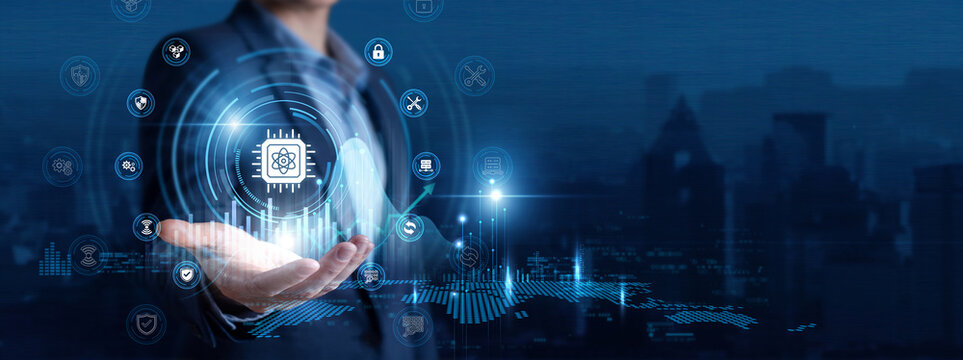 Quantum Physicist Hand Hold Quantum Computing and Advanced Processing global networking data. Quantum Processor, Qubit Technology, Computational Physics, Supercomputing