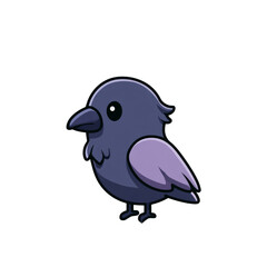 Fototapeta premium Kawaii Chibi Raven Character Flat Illustration