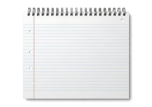 A spiral bound notebook with blank lined paper