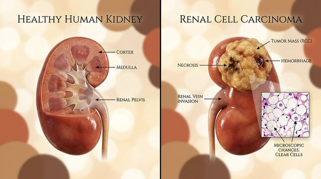 Healthy Kidney Versus Renal Cell Carcinoma Solid Tumor Mass and Vascular Invasion